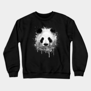 Cool Abstract Panda Portrait in Black & White Crewneck Sweatshirt